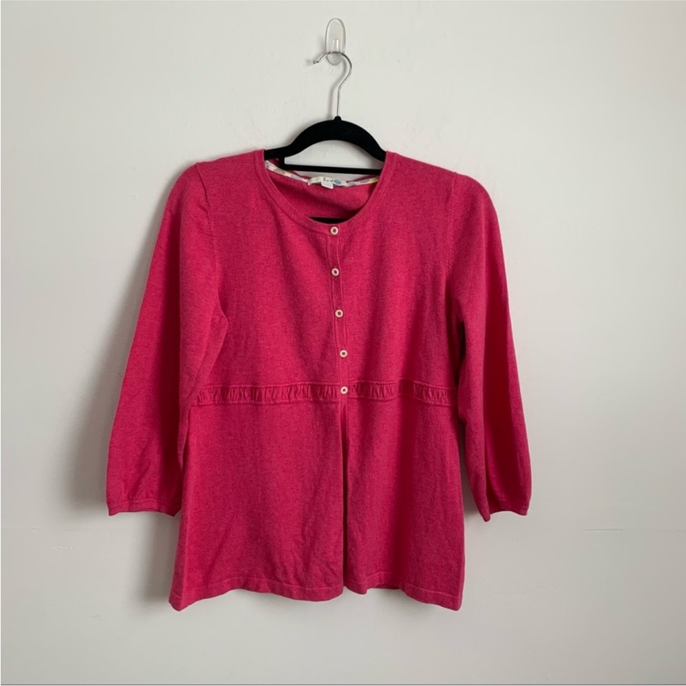 Boden Womens 12 Button Up Cotton Blend Pink Cardigan Barbiecore Office Career